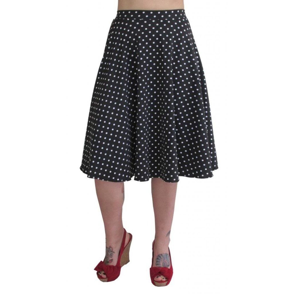 Black and White Polka Dot Swing Skirt Rockabilly